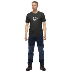 Norrona /29 Cotton Viking T-Shirt Heren - Caviar/Snowdrop -Norrona norrona 29 cotton viking t shirt men caviar snowdrop 3 1259331