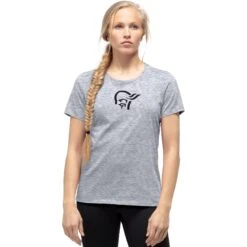 Norrona /29 Cotton Viking T-Shirt Dames - Drizzle Melange/Caviar