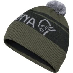 Norrona /29 Heavy MerinoUll Logo Beanie - Olive Night Melange