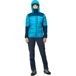 Norrona Falketind Down750 Hood Donsjas Dames - Aquarius/Mykonos Blue -Norrona norrona falketind down750 hood jacket women aquarius mykonos blue 4 1517592