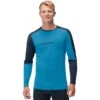 Norrona Falketind Equaliser Merino Round Neck Shirt Met Lange Mouwen Heren - Hawaiian Surf/Indigo Night