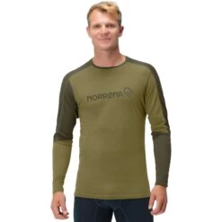 Norrona Falketind Equaliser Merino Round Neck Shirt Met Lange Mouwen Heren - Olive Drab/Olive Night