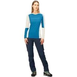 Norrona Falketind Equaliser Merino Round Neck Shirt Met Lange Mouwen Dames - Hawaiian Surf/Snowdrop -Norrona norrona falketind equaliser merino round neck shirt women hawaiian surf snowdrop 4 1517606