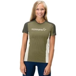 Norrona Falketind Equaliser Merino T-Shirt Dames - Olive Drab/Olive Night