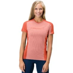 Norrona Falketind Equaliser Merino T-Shirt Dames - Peach Amber/Orange Alert