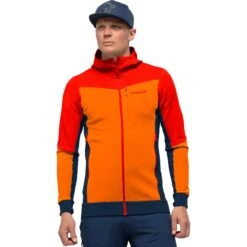 Norrona Falketind Warmwool2 Stretch Zip Hood Jas Heren - Arednalin/Orange Popsicle