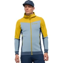 Norrona Falketind Warmwool2 Stretch Zip Hood Jas Heren - Sulphur/Blue Fog