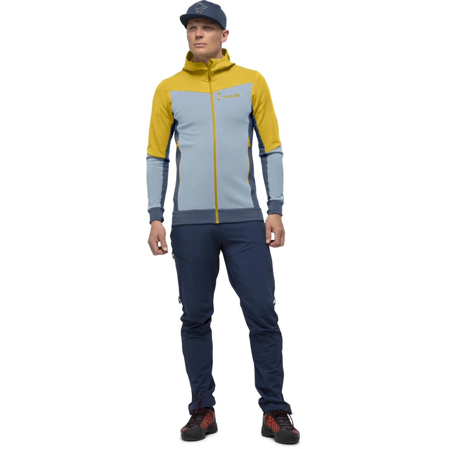 Norrona Falketind Warmwool2 Stretch Zip Hood Jas Heren - Sulphur/Blue Fog 4 Norrona Falketind Warmwool2 Stretch Zip Hood Jas Heren - Sulphur/Blue Fog - Afbeelding 4