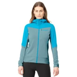 Norrona Falketind Warmwool2 Stretch Zip Hood Jas Dames - Aquarius/Tourmaline