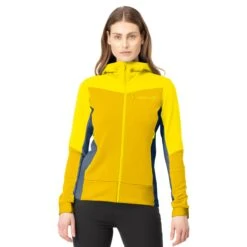 Norrona Falketind Warmwool2 Stretch Zip Hood Jas Dames - Blazing Yellow/Sulphur