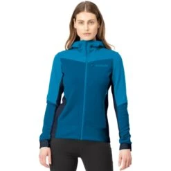 Norrona Falketind Warmwool2 Stretch Zip Hood Jas Dames - Hawaiian Surf/Mykonos Blue