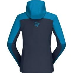 Norrona Falketind Warmwool2 Stretch Zip Hood Jas Dames - Hawaiian Surf/Mykonos Blue -Norrona norrona falketind warmwool2 stretch zip hood jacket women hawaiian surf mykonos blue 3 1517667