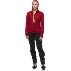 Norrona Falketind Warmwool2 Stretch Zip Hood Jas Dames - Jester Red -Norrona norrona falketind warmwool2 stretch zip hood jacket women jester red 2 1461829