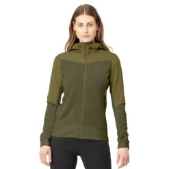 Norrona Falketind Warmwool2 Stretch Zip Hood Jas Dames - Olive Drab/Olive Night