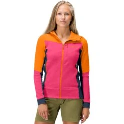 Norrona Falketind Warmwool2 Stretch Zip Hood Jas Dames - Orange Popsicle/Honeysuckle