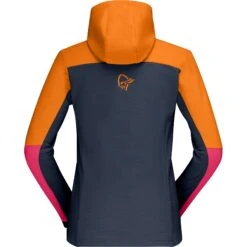 Norrona Falketind Warmwool2 Stretch Zip Hood Jas Dames - Orange Popsicle/Honeysuckle -Norrona norrona falketind warmwool2 stretch zip hood jacket women orange popsicle honeysuckle 2 1025680