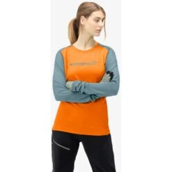 Norrona Fjørå Equaliser Lightweight Shirt Met Lange Mouwen Dames - Orange Popsicle/Tourmaline -Norrona norrona fjora equaliser lightweight long sleeve shirt women orange popsicle tourmaline 4 1126767