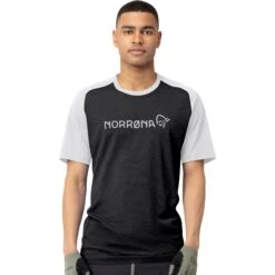 Norrona Fjørå Equaliser Lightweight T-Shirt Heren - Caviar/Light Grey