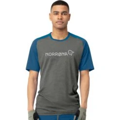 Norrona Fjørå Equaliser Lightweight T-Shirt Heren - Mykonos Blue/Castor Grey