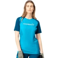 Norrona Fjørå Equaliser Lightweight T-Shirt Dames - Mykonos Blue/Aquarius