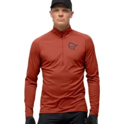 Norrona Fjørå Equaliser Zip Top Shirt Met Lange Mouwen Heren - Rooibos Tea/Indigo Night