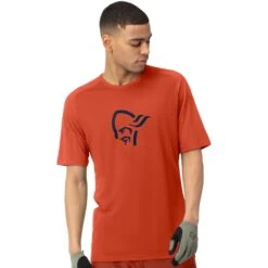 Norrona Fjørå Wool T-Shirt Heren - Rooibos Tea/Indigo Night