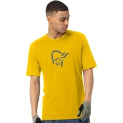 Norrona Fjørå Wool T-Shirt Heren - Sulphur/Vintage Indigo