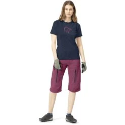 Norrona Fjørå Wool T-Shirt Dames - Indigo Night -Norrona norrona fjora wool t shirt women indigo night model 1 1399781