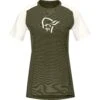 Norrona Fjørå Wool T-Shirt Dames - Olive Night/Snowdrop