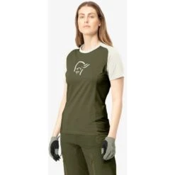 Norrona Fjørå Wool T-Shirt Dames - North Atlantic -Norrona norrona fjora wool t shirt women olive night snowdrop 4 1127023