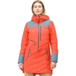 Norrona Lofoten Primaloft80 Anorak Jas Dames - Orange Alert/Blue Fog
