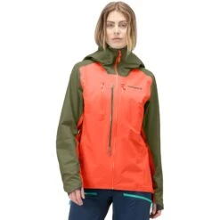 Norrona Lyngen Gore-Tex Jas Dames - Olive Night/Orange Alert
