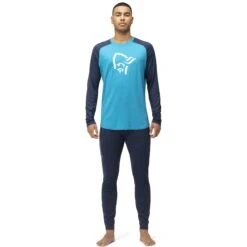 Norrona PureUll Hemd Met Lange Mouwen Heren - Hawaiian Surf/Indigo Night -Norrona norrona pureull long sleeve baselayer men hawaiian surf indigo night 3 1257549