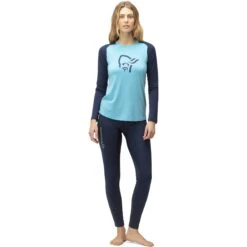 Norrona PureUll Hemd Met Lange Mouwen Dames - Aquarius/Indigo Night -Norrona norrona pureull long sleeve baselayer women aquarius indigo night 3 1257612