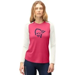 Norrona PureUll Hemd Met Lange Mouwen Dames - Honeysuckle/Snowdrop