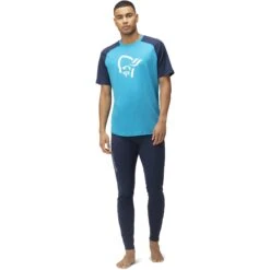Norrona PureUll Hemd Met Korte Mouwen Heren - Hawaiian Surf/Indigo Night -Norrona norrona pureull t shirt men hawaiian surf indigo night 3 1257776