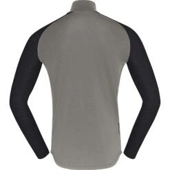 Norrona PureUll Zip Neck Hemd Met Lange Mouwen Heren - Castor Grey/Caviar Melange -Norrona norrona pureull zip neck baselayer men castor grey caviar melange 2 1257921