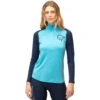 Norrona PureUll Zip Neck Hemd Met Lange Mouwen Dames - Aquarius/Indigo Night