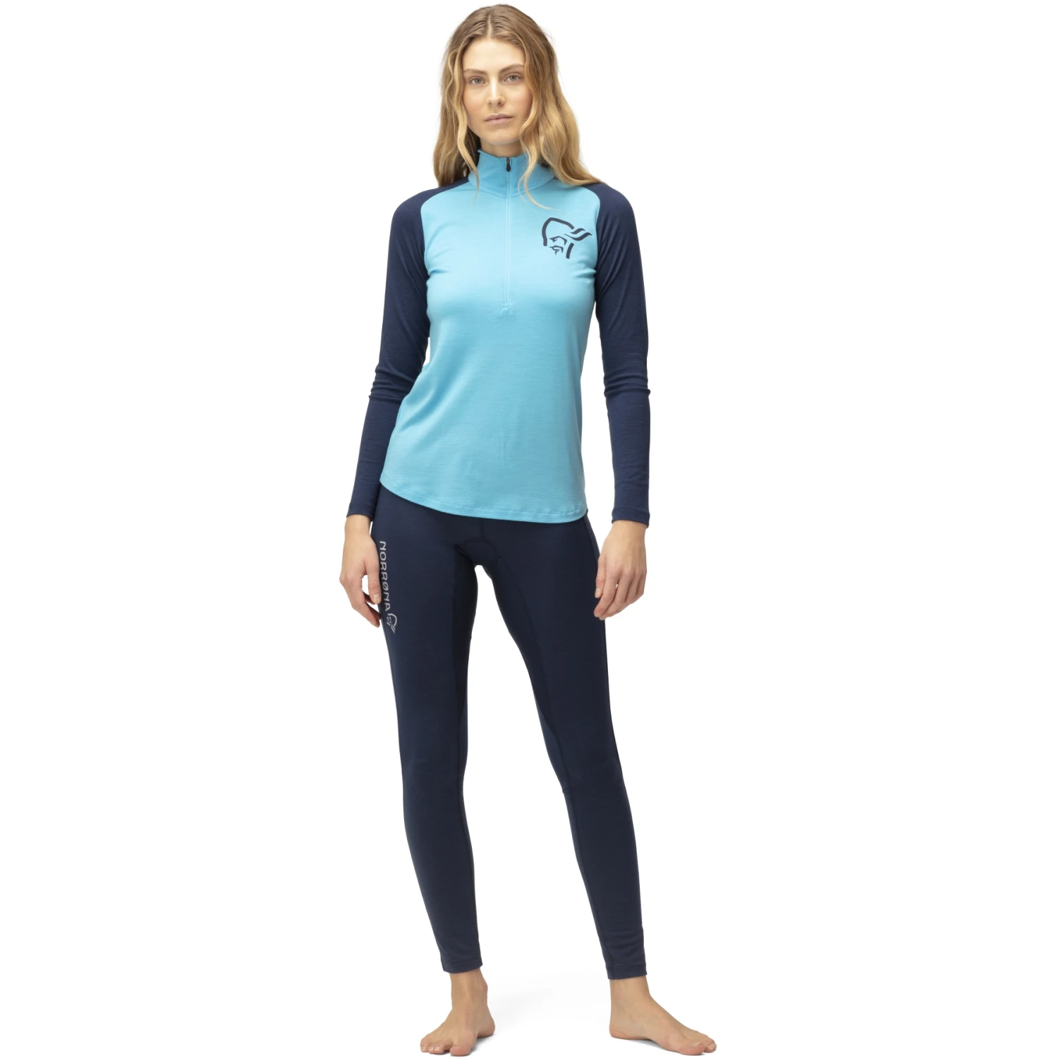 Norrona PureUll Zip Neck Hemd Met Lange Mouwen Dames - Aquarius/Indigo Night 4 Norrona PureUll Zip Neck Hemd Met Lange Mouwen Dames - Aquarius/Indigo Night - Afbeelding 4