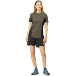Norrona Senja Equaliser Lightweight T-Shirt Dames - Olive Night -Norrona norrona senja equaliser lightweight t shirt women olive night model 1 1399843