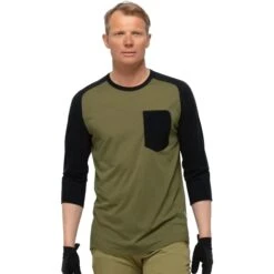 Norrona Skibotn Wool 3/4 T-Shirt Heren - Olive Drab