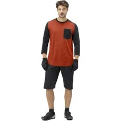 Norrona Skibotn Wool 3/4 T-Shirt Heren - Rooibos Tea -Norrona norrona skibotn wool 3 4 t shirt men rooibos tea model 1 1400011