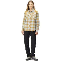 Norrona Svalbard Flanellen Overhemd Dames - Blue Fog/Camelflage -Norrona norrona svalbard flannel shirt women blue fog camelflage model 1 1400017