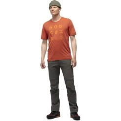 Norrona Svalbard Wool T-Shirt Heren - Rooibos Tea/Orange Crush -Norrona norrona svalbard wool t shirt men rooibos tea 2 904233