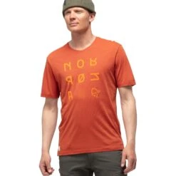 Norrona Svalbard Wool T-Shirt Heren - Rooibos Tea/Orange Crush