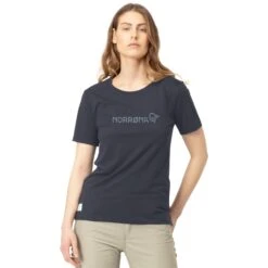 Norrona Svalbard Wool T-Shirt Dames - Indigo Night/Blue Fog