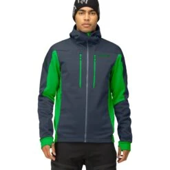 Norrona Trollveggen Powerstretch Pro Zip Hood Jas Heren - Cool Black/Classic Green