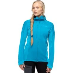 Norrona Trollveggen Powerstretch Pro Zip Hood Jas Dames - Hawaiian Surf