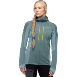 Norrona Trollveggen Powerstretch Pro Zip Hood Jas Dames - North Atlantic